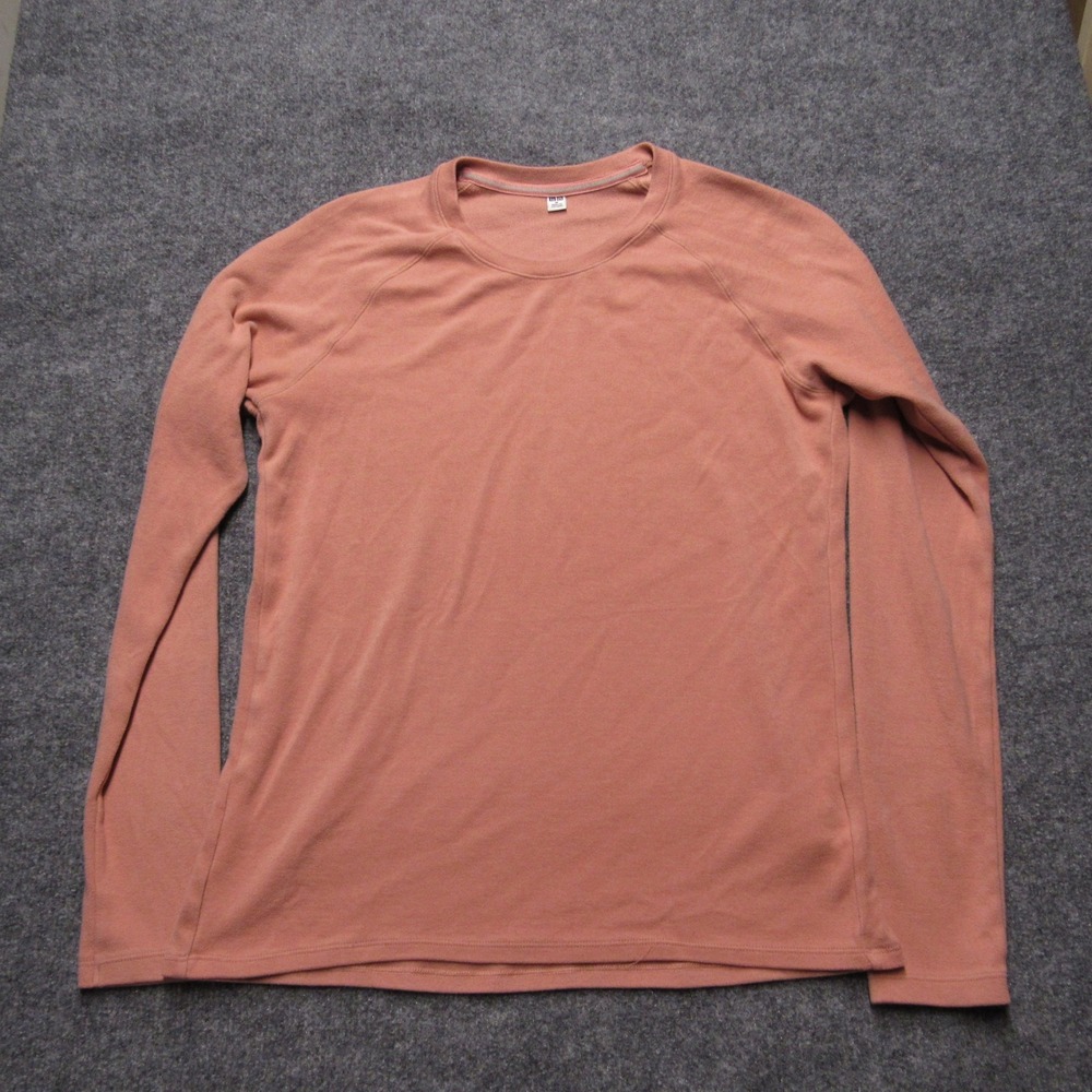 Uniqlo Heattech Long Sleeve Crew Neck Top Terracotta Pink Raglan M